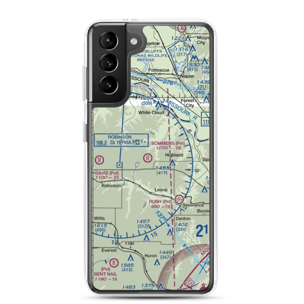 Sommers Airport (SN75) VFR Sectional Samsung Case Samsung Galaxy S21 Plus model shown
