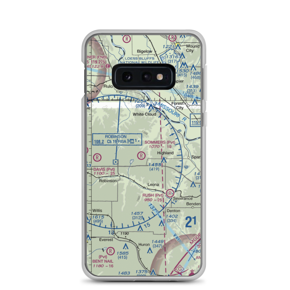 Sommers Airport (SN75) VFR Sectional Samsung Case Samsung Galaxy S10e model shown
