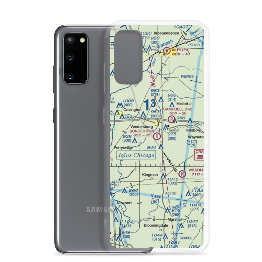 Songer Airport (IN55) VFR Sectional Samsung Case Samsung Galaxy S20 model shown