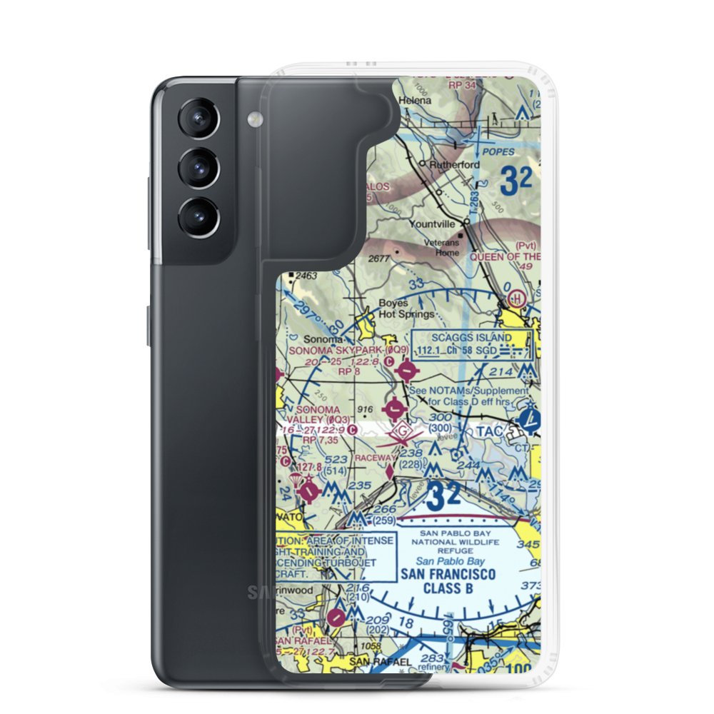 Sonoma Skypark Airport (0Q9) VFR Sectional Samsung Case Samsung Galaxy S21 model shown