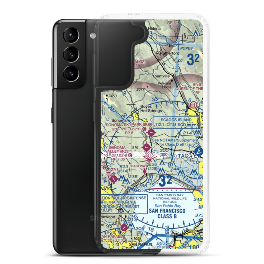 Sonoma Skypark Airport (0Q9) VFR Sectional Samsung Case Samsung Galaxy S21 Plus model shown