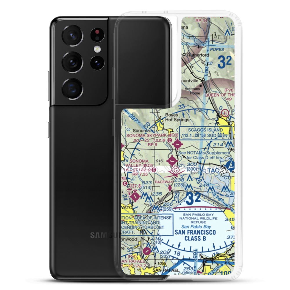 Sonoma Skypark Airport (0Q9) VFR Sectional Samsung Case Samsung Galaxy S21 Ultra model shown