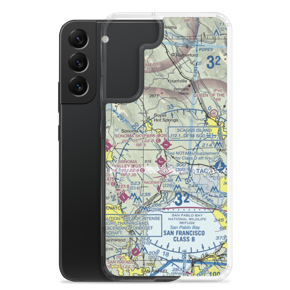 Sonoma Skypark Airport (0Q9) VFR Sectional Samsung Case Samsung Galaxy S22 Plus model shown