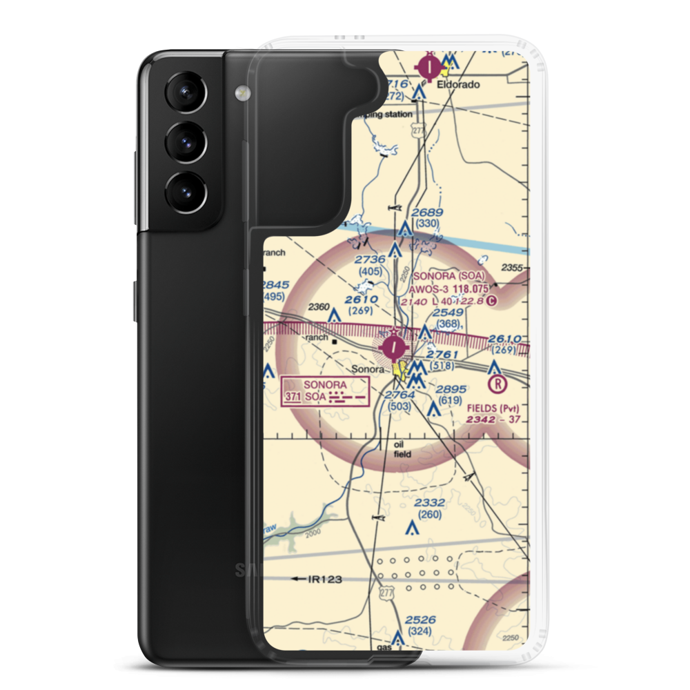Sonora Municipal Airport (SOA) VFR Sectional Samsung Case Samsung Galaxy S21 Plus model shown