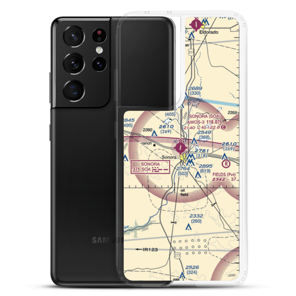 Sonora Municipal Airport (SOA) VFR Sectional Samsung Case Samsung Galaxy S21 Ultra model shown