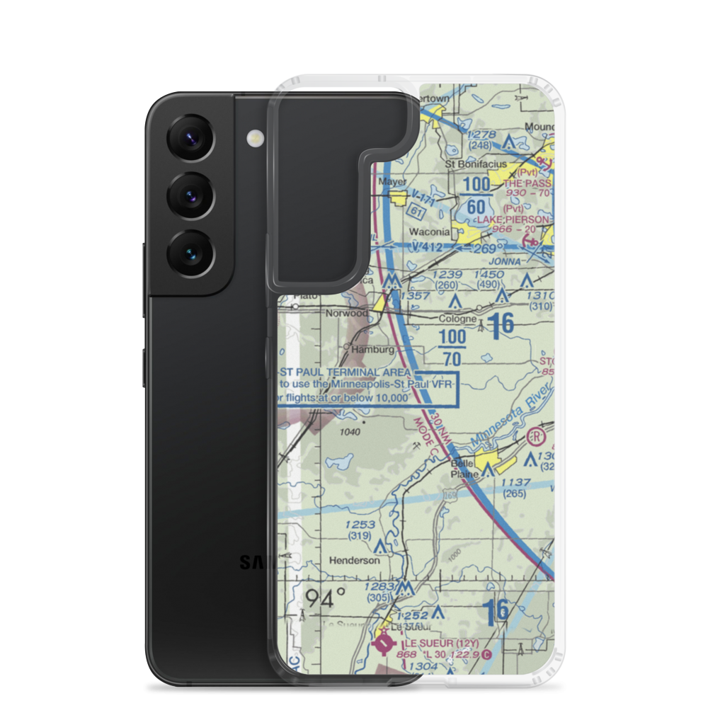 Sons Private-Commercial Airport (47MN) VFR Sectional Samsung Case Samsung Galaxy S22 model shown