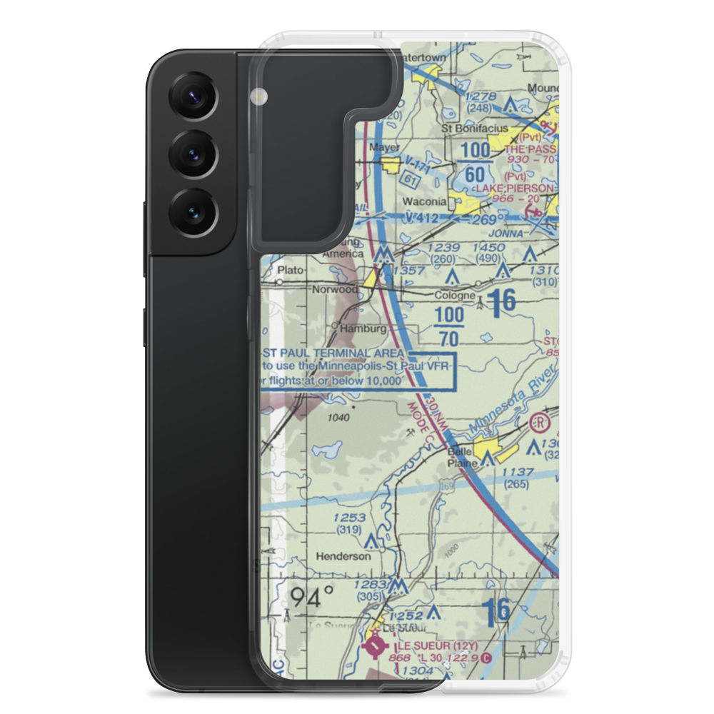 Sons Private-Commercial Airport (47MN) VFR Sectional Samsung Case Samsung Galaxy S22 Plus model shown
