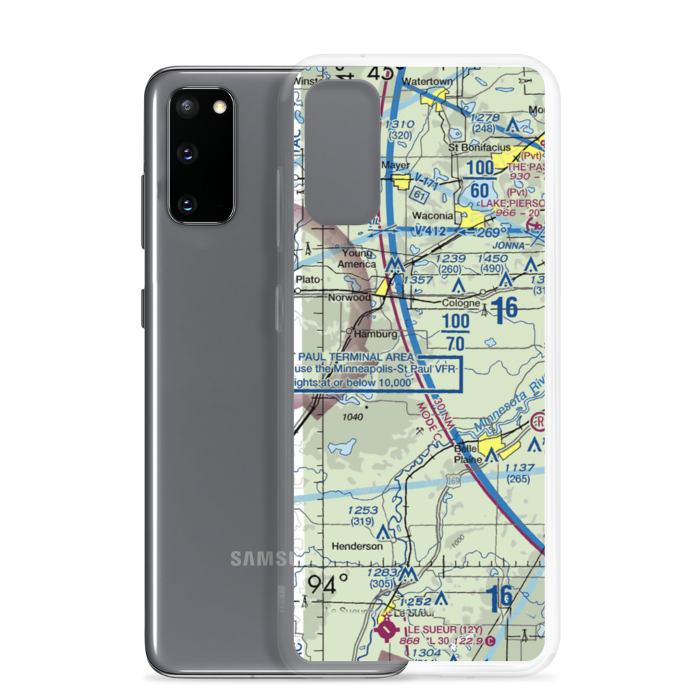 Sons Private-Commercial Airport (47MN) VFR Sectional Samsung Case Samsung Galaxy S20 model shown