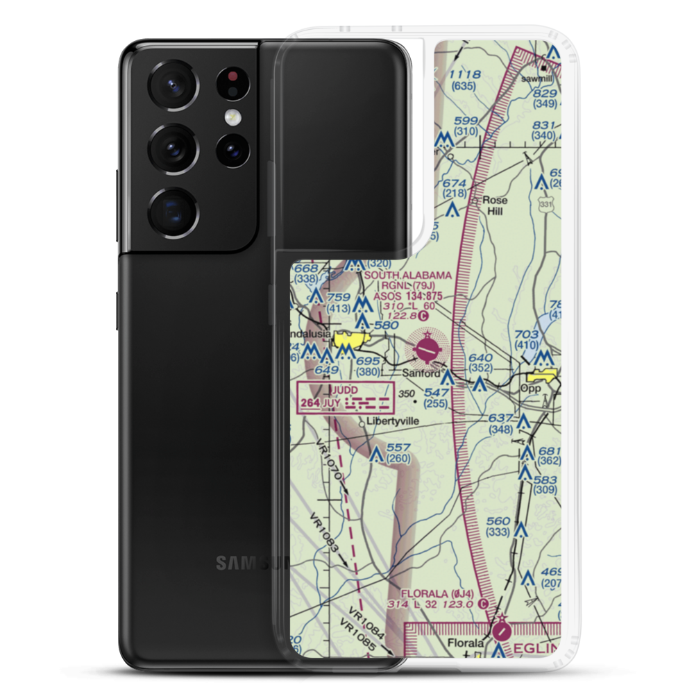 South Alabama Regional At Bill Benton Field Airport (79J) VFR Sectional Samsung Case Samsung Galaxy S21 Ultra model shown