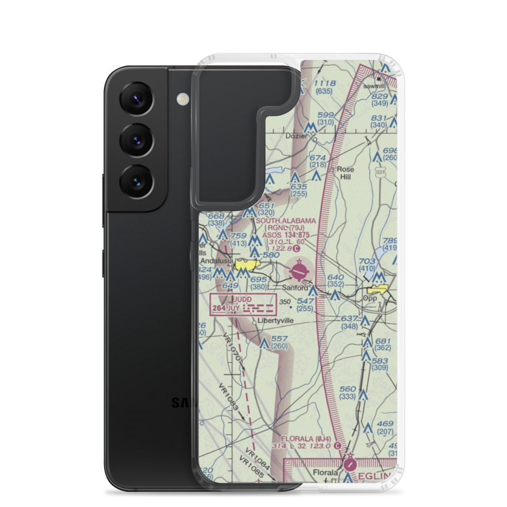 South Alabama Regional At Bill Benton Field Airport (79J) VFR Sectional Samsung Case Samsung Galaxy S22 model shown