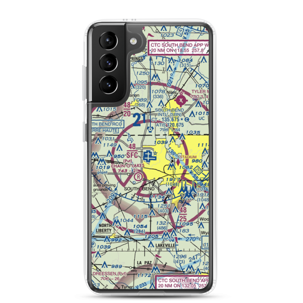 South Bend Regional Airport (SBN) VFR Sectional Samsung Case Samsung Galaxy S21 Plus model shown