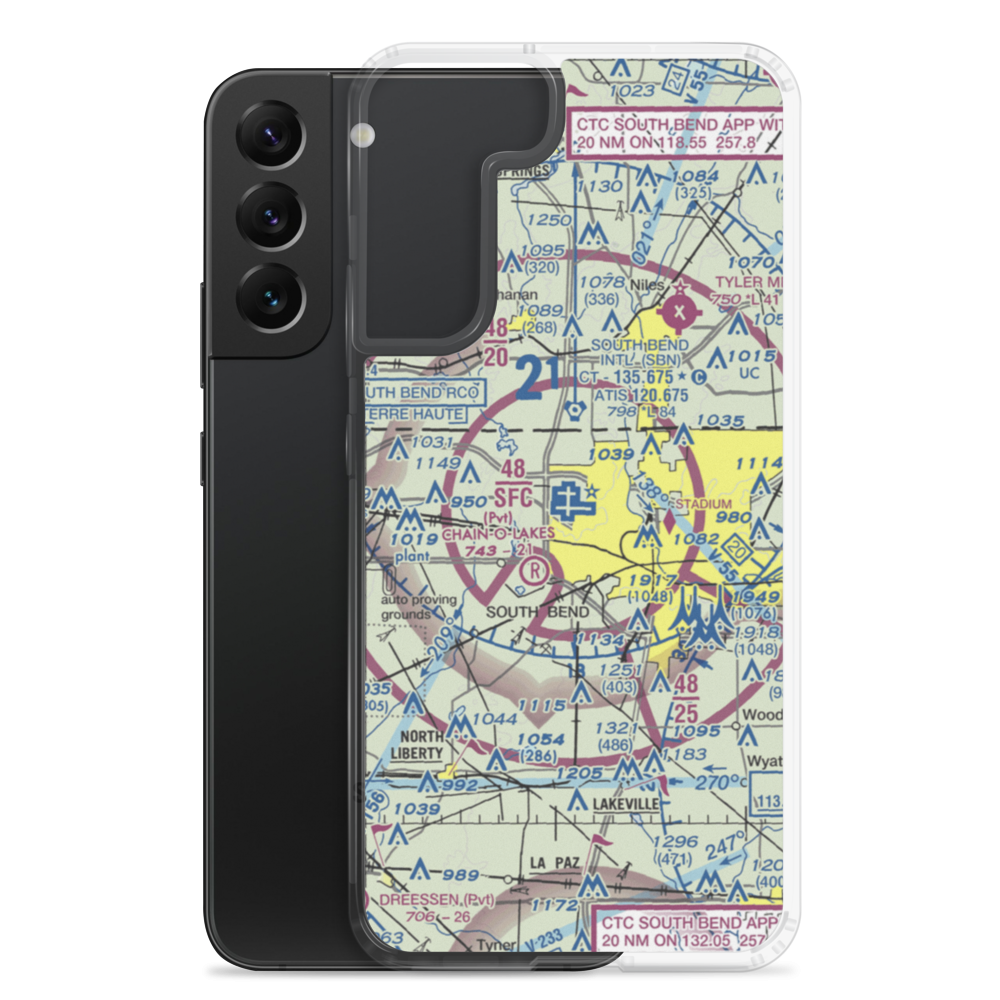 South Bend Regional Airport (SBN) VFR Sectional Samsung Case Samsung Galaxy S22 Plus model shown
