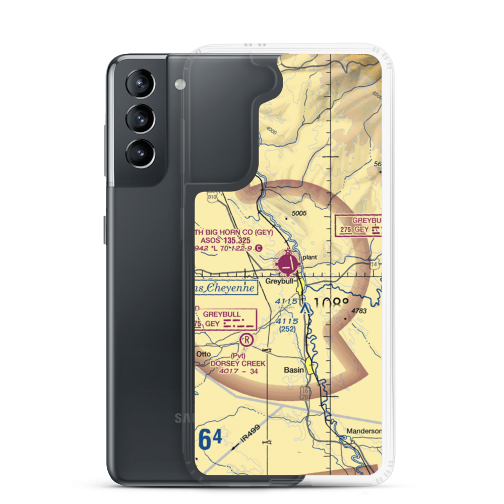 South Big Horn County Airport (GEY) VFR Sectional Samsung Case Samsung Galaxy S21 model shown