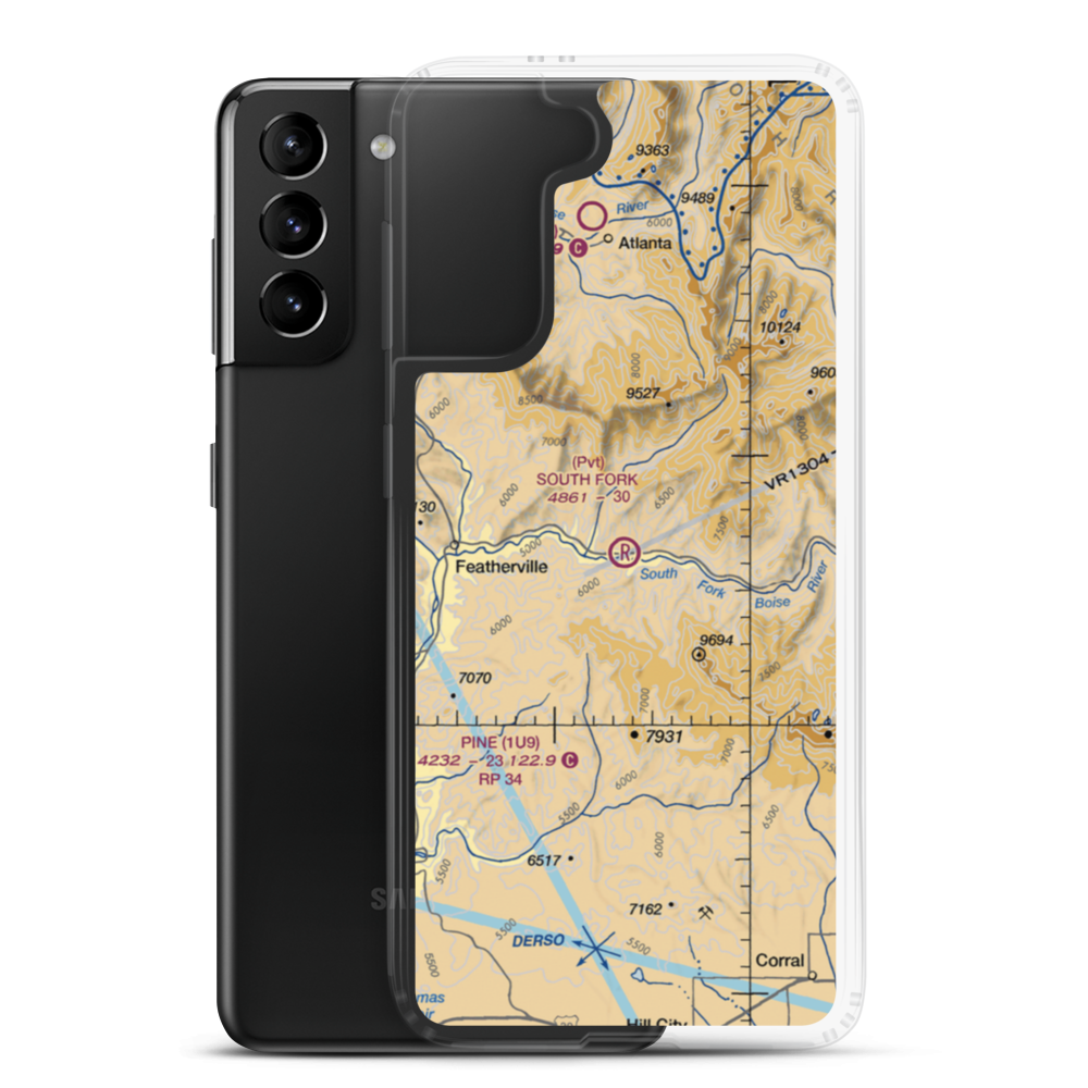 South Fork Ranch Airport (0ID0) VFR Sectional Samsung Case Samsung Galaxy S21 Plus model shown