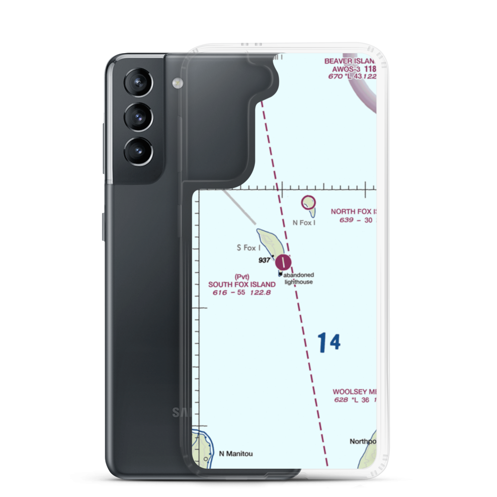 South Fox Island Airport (3MI2) VFR Sectional Samsung Case Samsung Galaxy S21 model shown