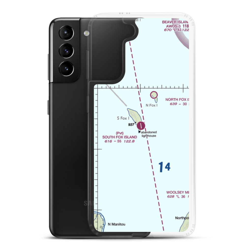 South Fox Island Airport (3MI2) VFR Sectional Samsung Case Samsung Galaxy S21 Plus model shown