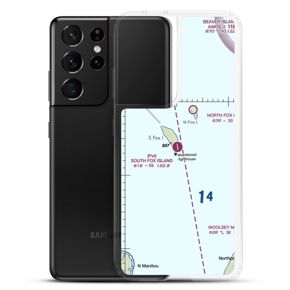 South Fox Island Airport (3MI2) VFR Sectional Samsung Case Samsung Galaxy S21 Ultra model shown