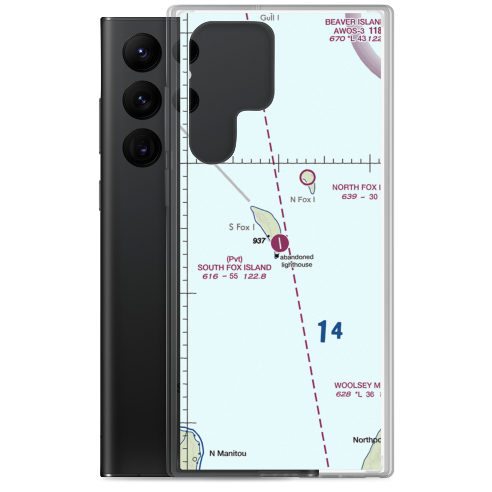 South Fox Island Airport (3MI2) VFR Sectional Samsung Case Samsung Galaxy S22 Ultra model shown