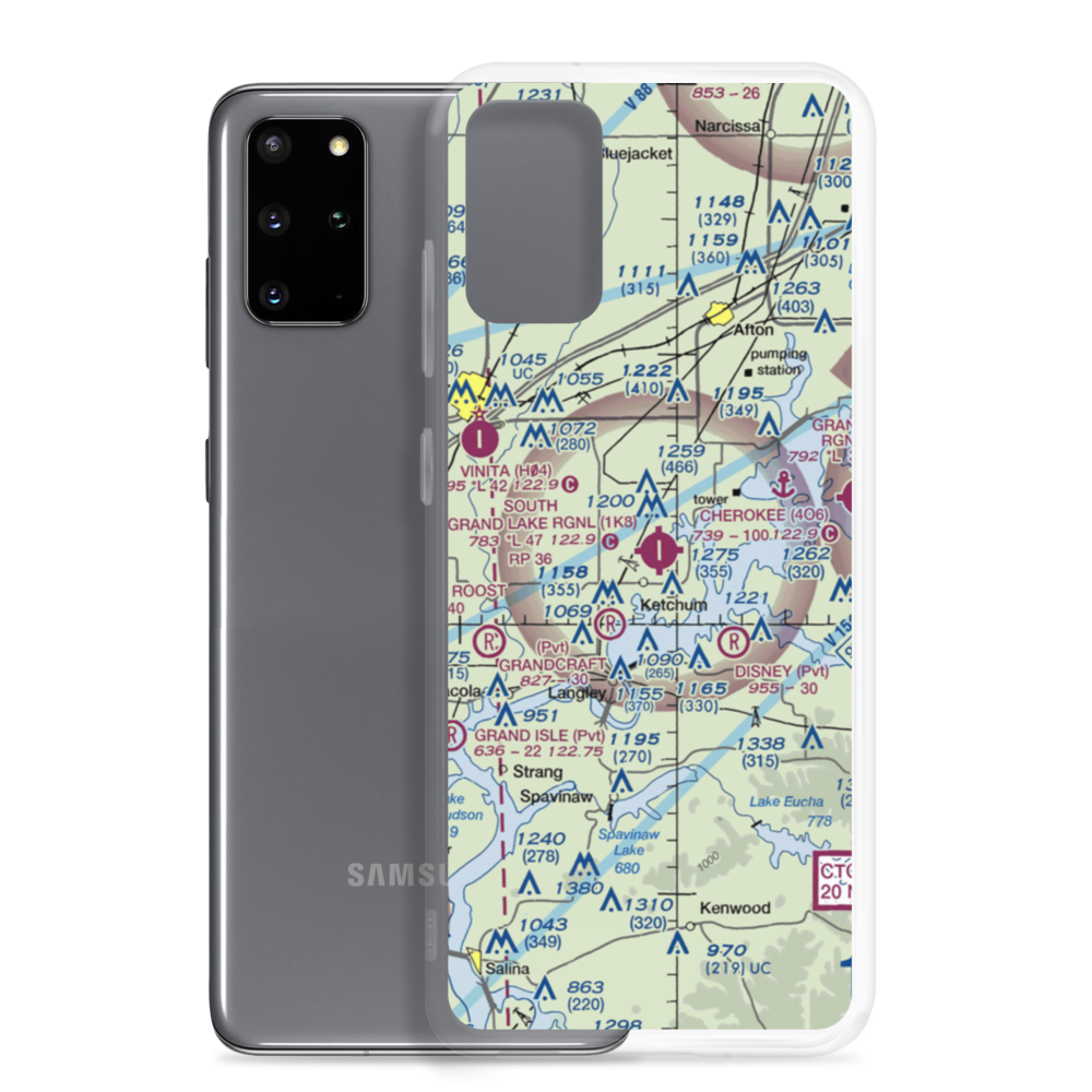 South Grand Lake Regional Airport (1K8) VFR Sectional Samsung Case Samsung Galaxy S20 Plus model shown