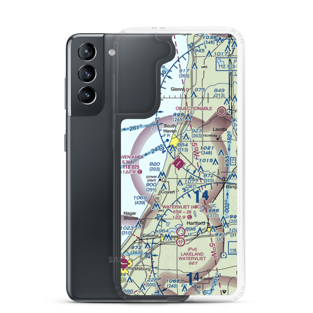 South Haven Area Regional Airport (LWA) VFR Sectional Samsung Case Samsung Galaxy S21 model shown
