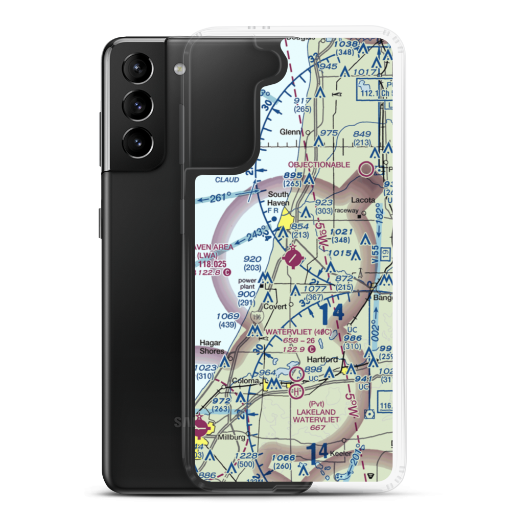 South Haven Area Regional Airport (LWA) VFR Sectional Samsung Case Samsung Galaxy S21 Plus model shown