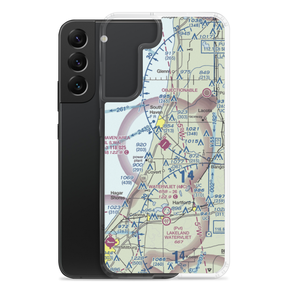 South Haven Area Regional Airport (LWA) VFR Sectional Samsung Case Samsung Galaxy S22 Plus model shown