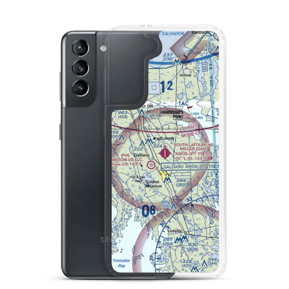 South Lafourche Leonard Miller Jr Airport (GAO) VFR Sectional Samsung Case Samsung Galaxy S21 model shown