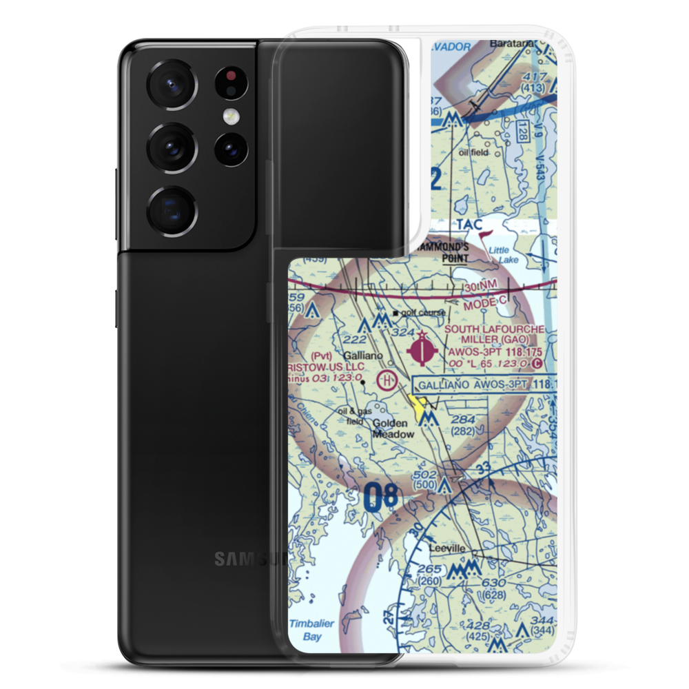 South Lafourche Leonard Miller Jr Airport (GAO) VFR Sectional Samsung Case Samsung Galaxy S21 Ultra model shown
