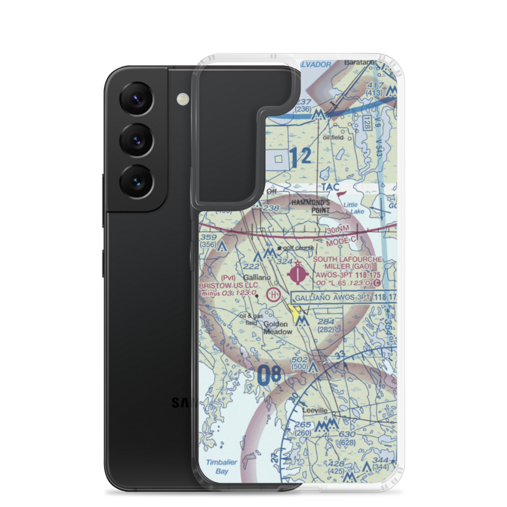 South Lafourche Leonard Miller Jr Airport (GAO) VFR Sectional Samsung Case Samsung Galaxy S22 model shown