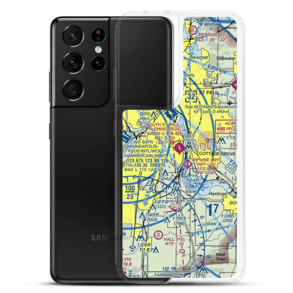South St Paul Municipal Richard E Fleming field (SGS) VFR Sectional Samsung Case Samsung Galaxy S21 Ultra model shown