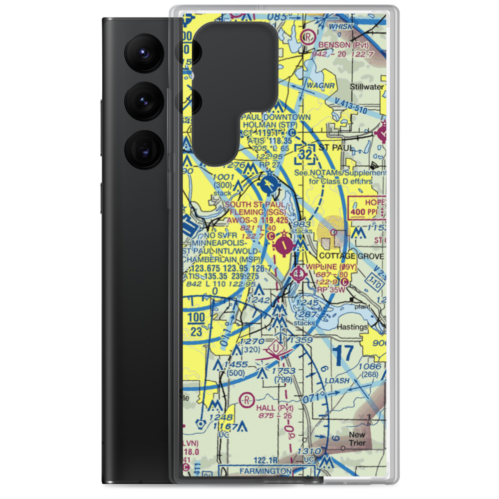 South St Paul Municipal Richard E Fleming field (SGS) VFR Sectional Samsung Case Samsung Galaxy S22 Ultra model shown
