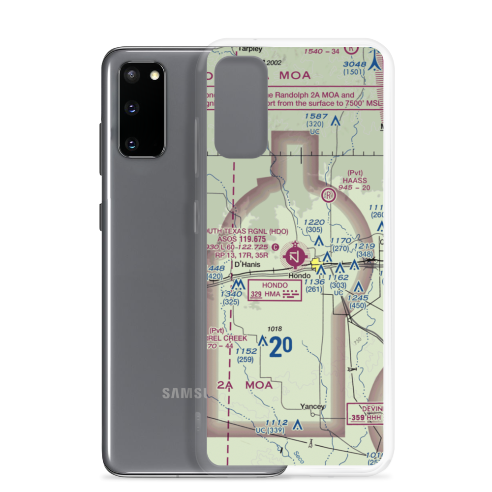 South Texas Regional Airport at Hondo (HDO) VFR Sectional Samsung Case Samsung Galaxy S20 model shown