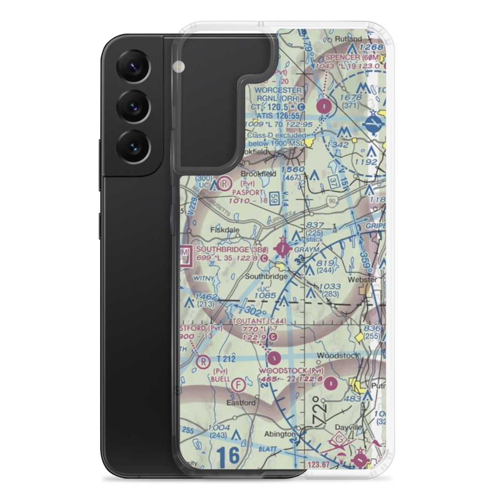 Southbridge Municipal Airport (3B0) VFR Sectional Samsung Case Samsung Galaxy S22 Plus model shown