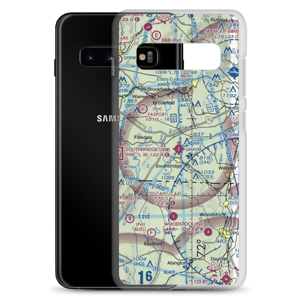 Southbridge Municipal Airport (3B0) VFR Sectional Samsung Case Samsung Galaxy S10+ model shown