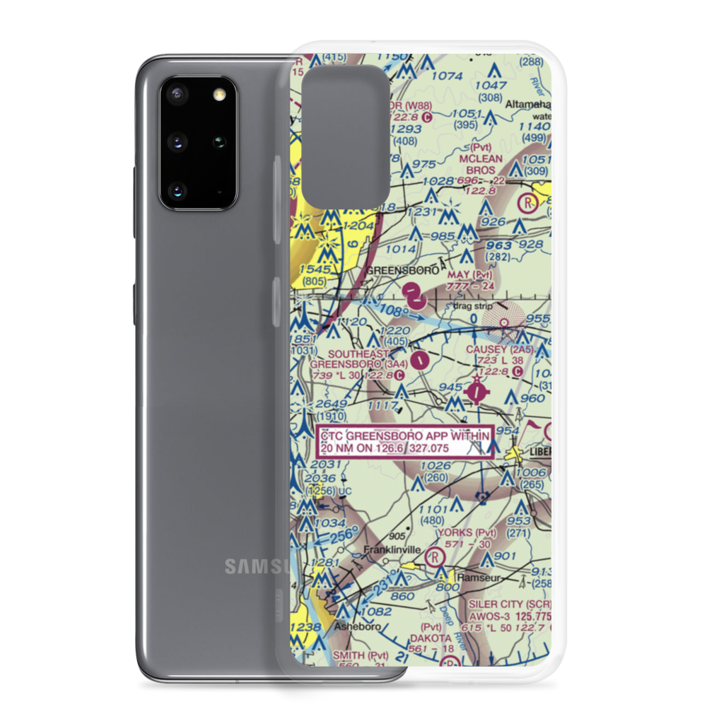 Southeast Greensboro Airport (3A4) VFR Sectional Samsung Case Samsung Galaxy S20 Plus model shown