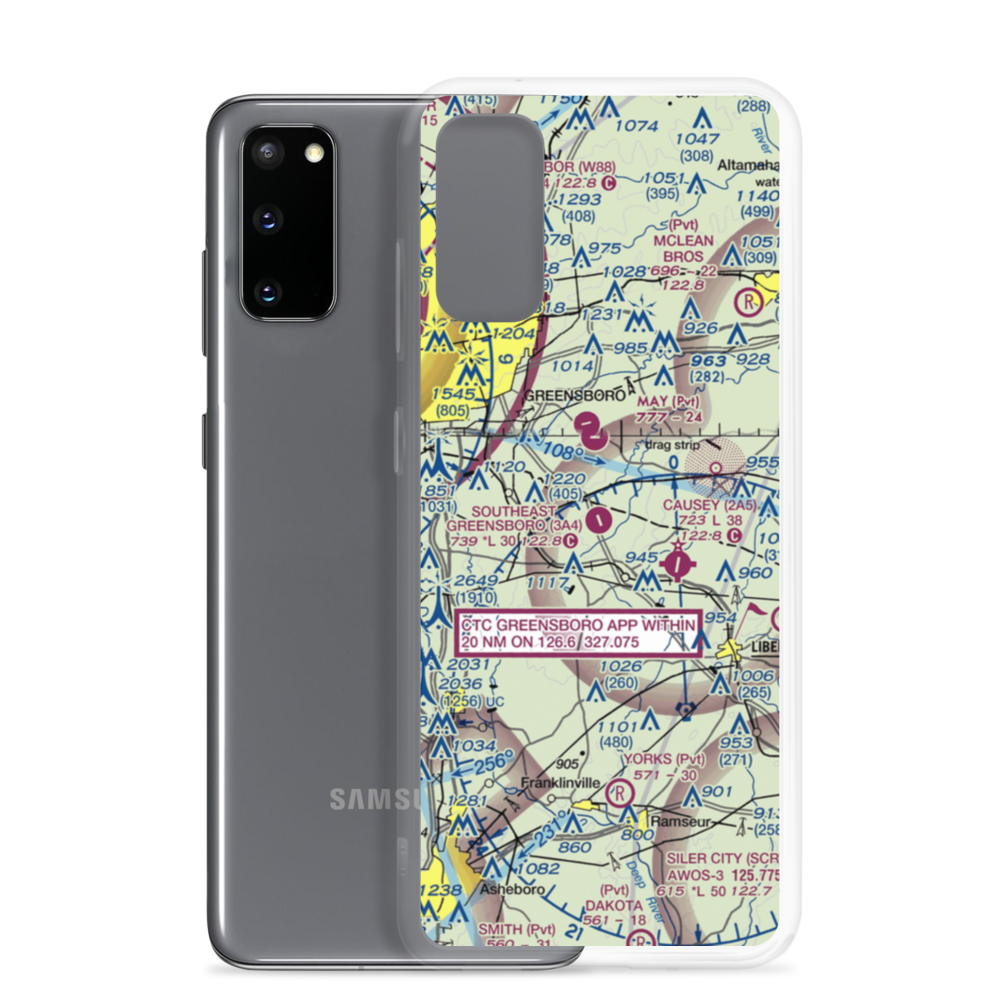 Southeast Greensboro Airport (3A4) VFR Sectional Samsung Case Samsung Galaxy S20 model shown