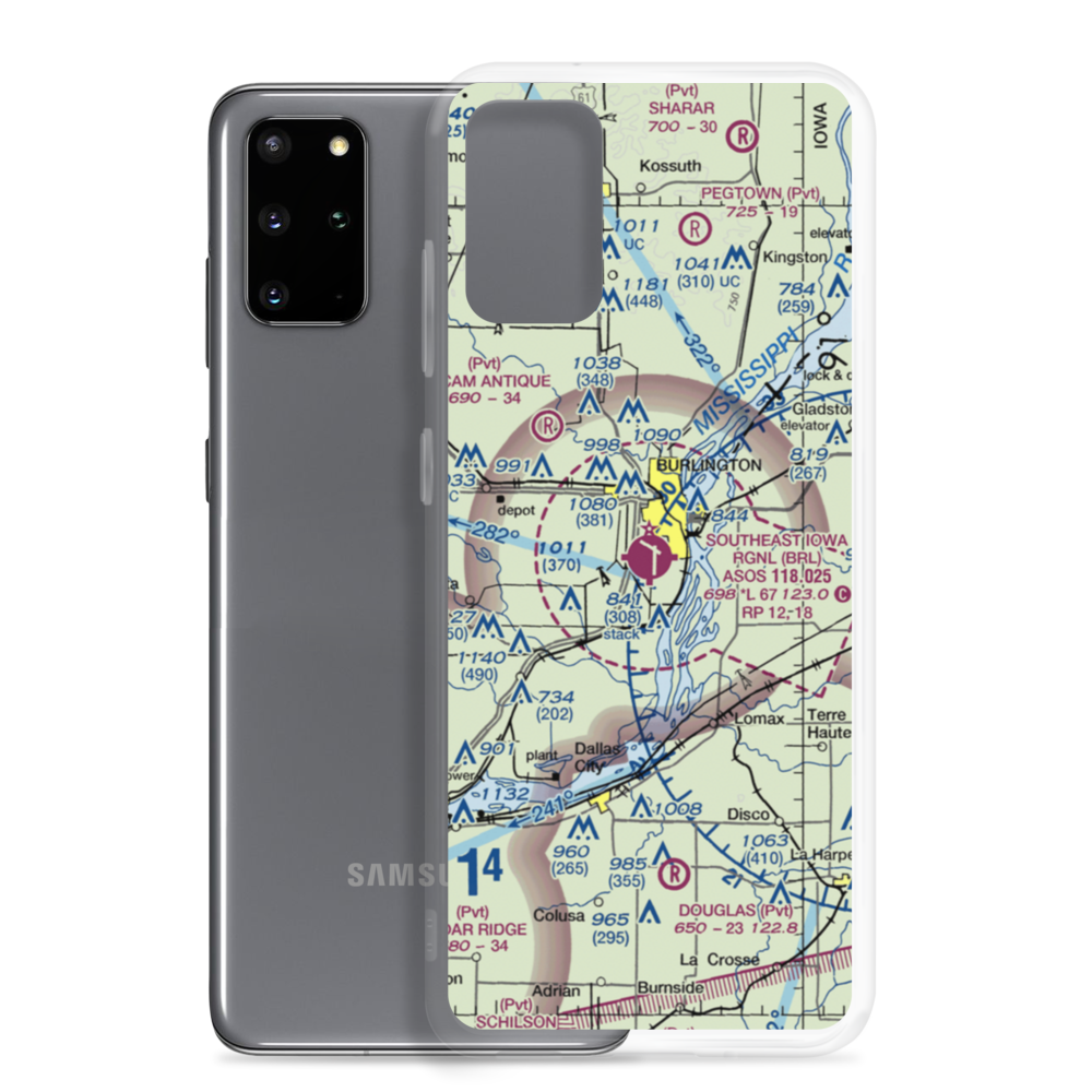 Southeast Iowa Regional Airport (BRL) VFR Sectional Samsung Case Samsung Galaxy S20 Plus model shown