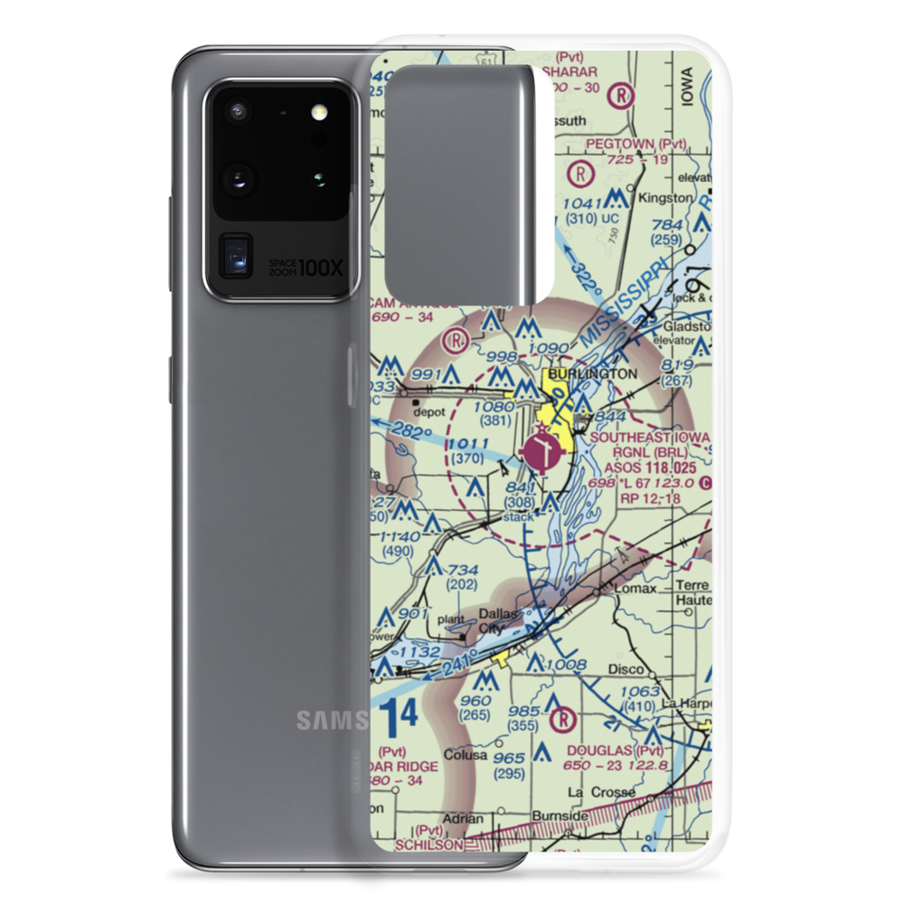 Southeast Iowa Regional Airport (BRL) VFR Sectional Samsung Case Samsung Galaxy S20 Ultra model shown