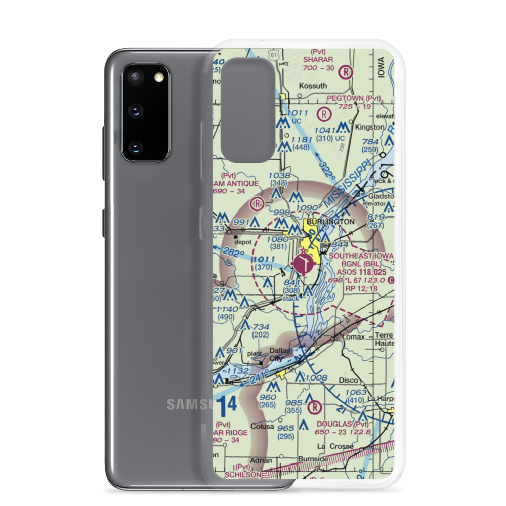 Southeast Iowa Regional Airport (BRL) VFR Sectional Samsung Case Samsung Galaxy S20 model shown