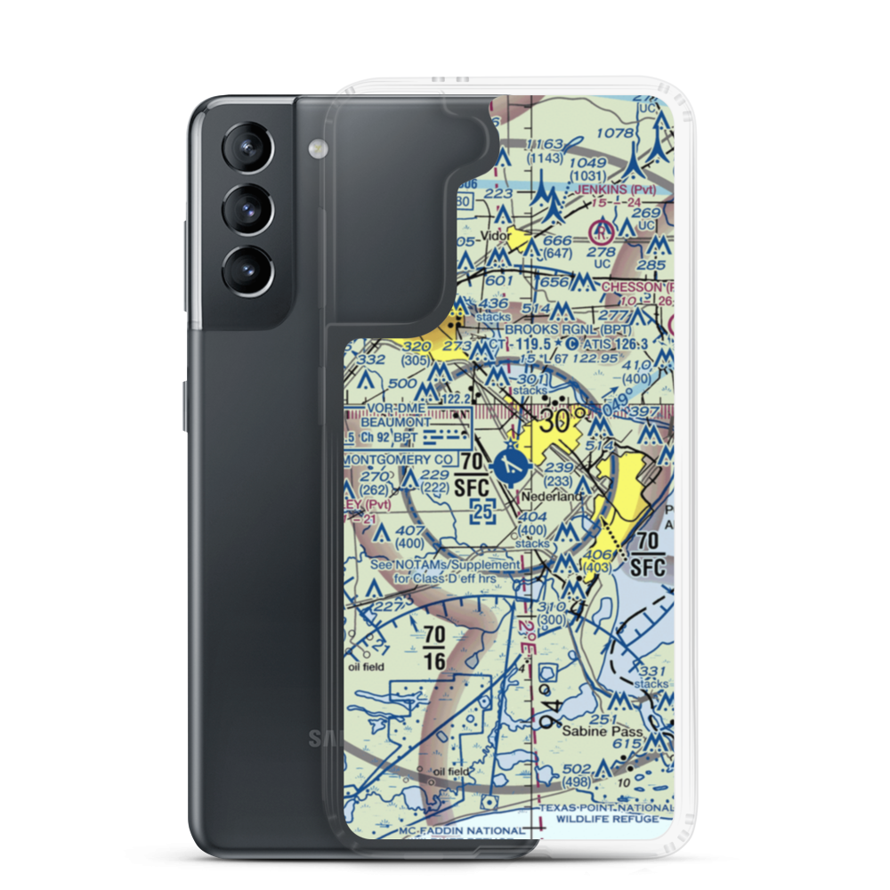 Southeast Texas Regional Airport (BPT) VFR Sectional Samsung Case Samsung Galaxy S21 model shown
