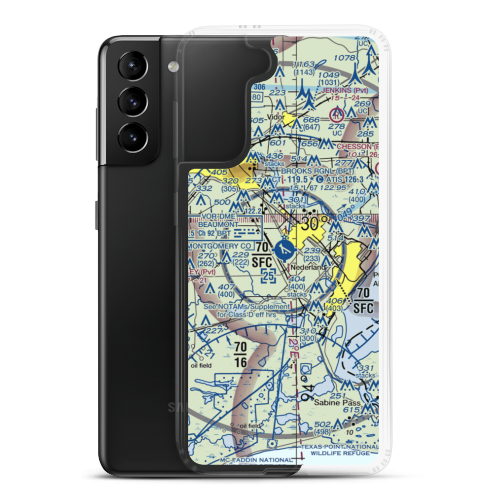 Southeast Texas Regional Airport (BPT) VFR Sectional Samsung Case Samsung Galaxy S21 Plus model shown