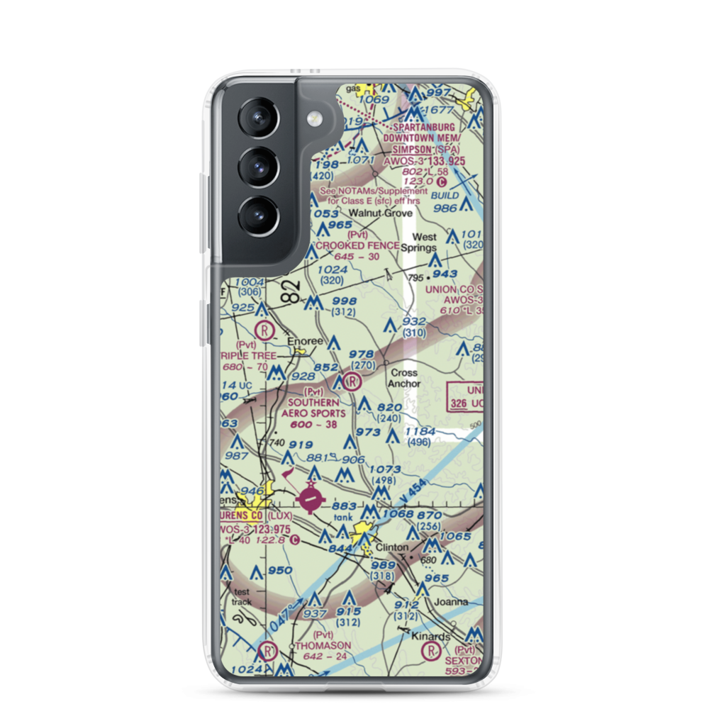 Southern Aero Sports Airport (16SC) VFR Sectional Samsung Case Samsung Galaxy S21 model shown
