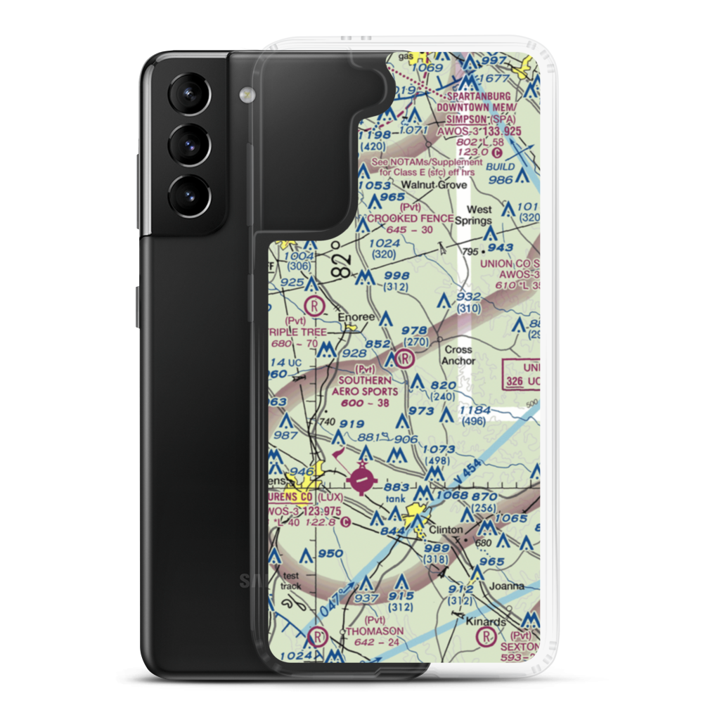 Southern Aero Sports Airport (16SC) VFR Sectional Samsung Case Samsung Galaxy S21 Plus model shown