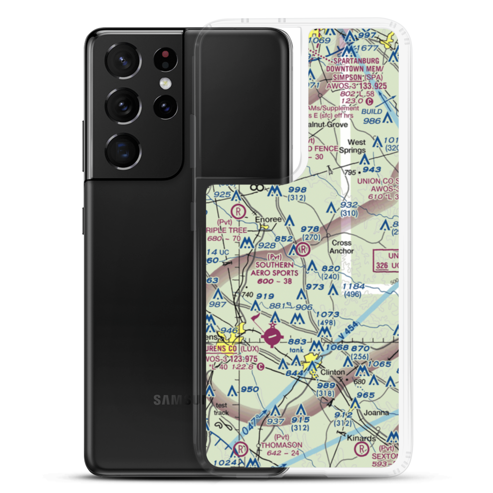 Southern Aero Sports Airport (16SC) VFR Sectional Samsung Case Samsung Galaxy S21 Ultra model shown