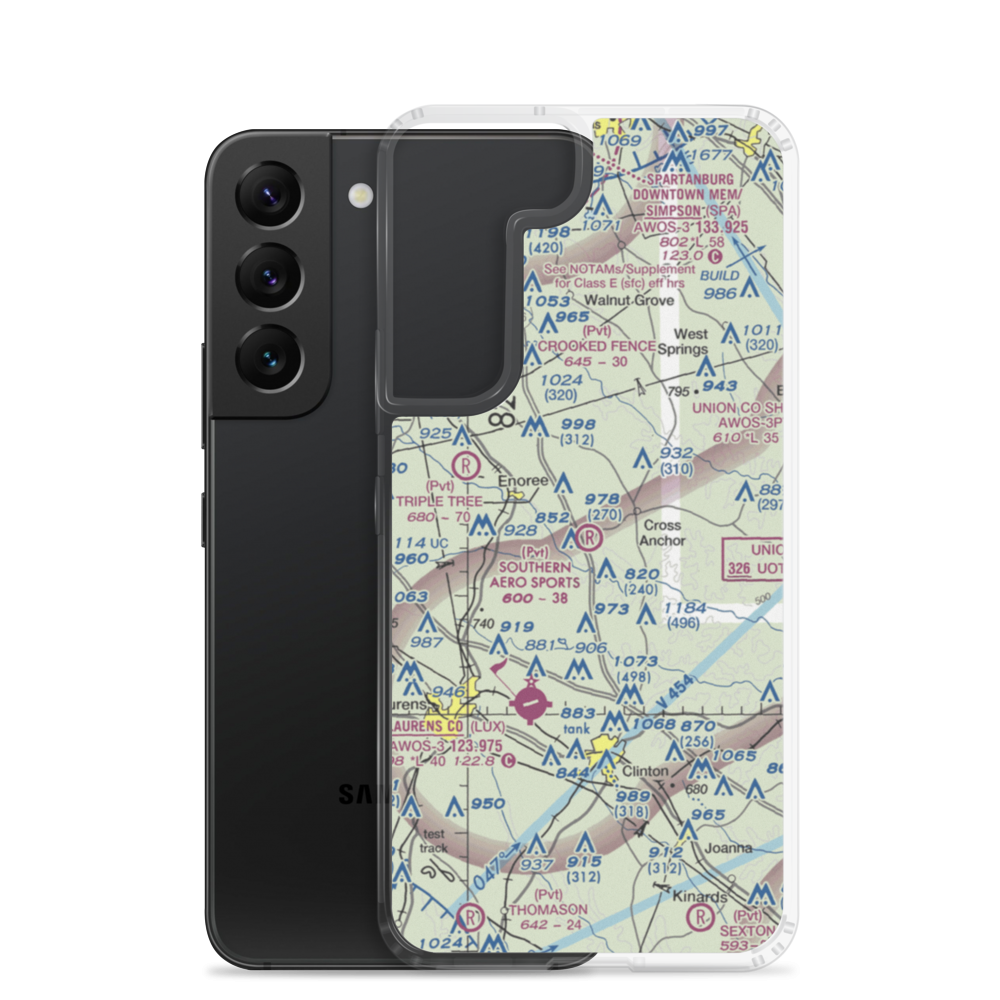 Southern Aero Sports Airport (16SC) VFR Sectional Samsung Case Samsung Galaxy S22 model shown