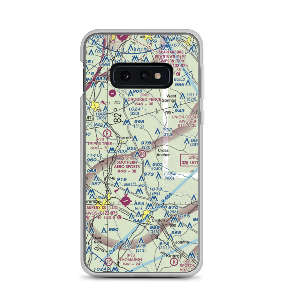 Southern Aero Sports Airport (16SC) VFR Sectional Samsung Case Samsung Galaxy S10e model shown