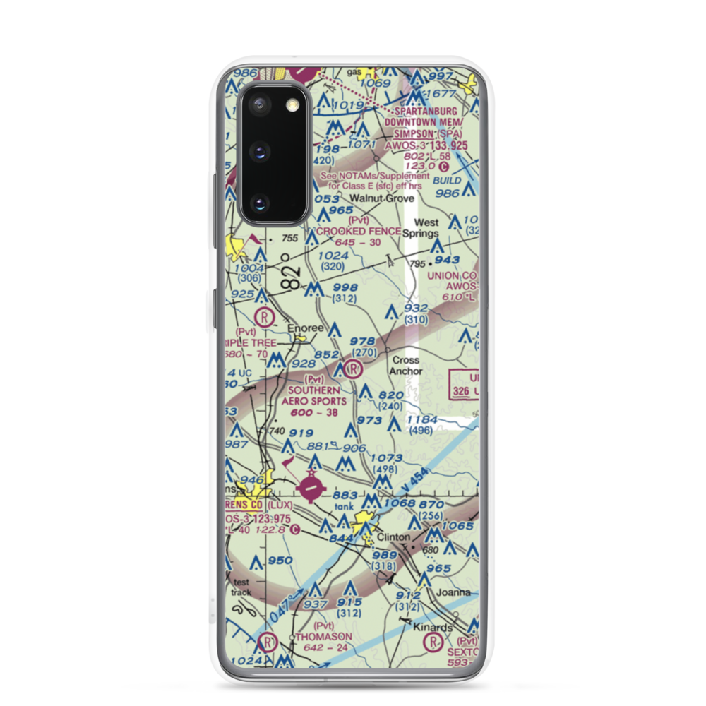 Southern Aero Sports Airport (16SC) VFR Sectional Samsung Case Samsung Galaxy S20 model shown