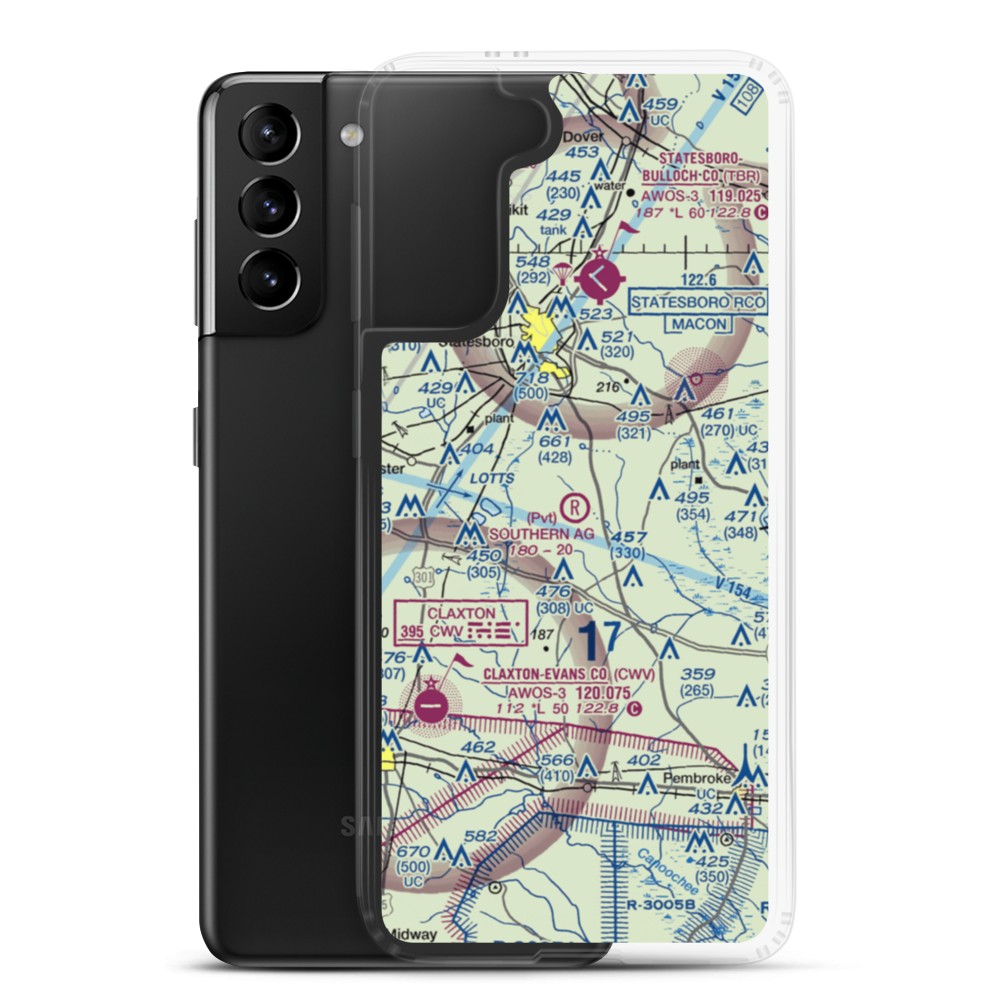 Southern Agricultural Aviation Airport (1GA4) VFR Sectional Samsung Case Samsung Galaxy S21 Plus model shown