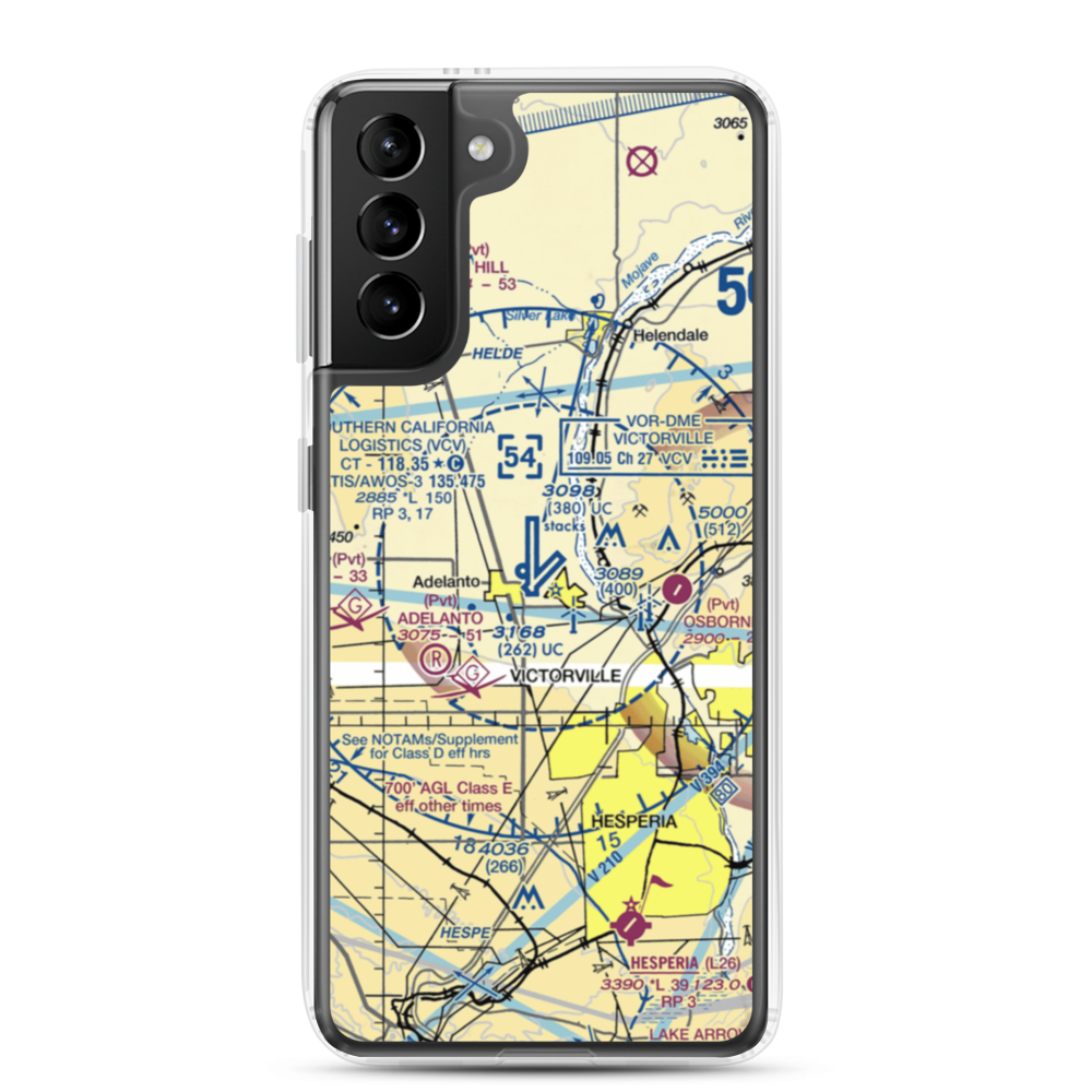 Southern California Logistics Airport (VCV) VFR Sectional Samsung Case Samsung Galaxy S21 Plus model shown