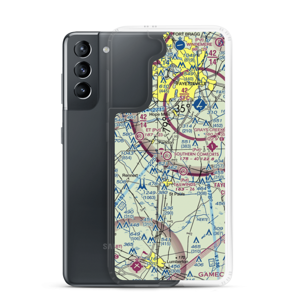 Southern Comforts Aerodrome (61NC) VFR Sectional Samsung Case Samsung Galaxy S21 model shown